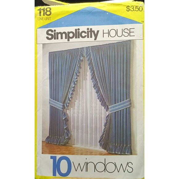 Simplicity House Sewing Pattern 118 10 Window Styles Curtains Roman Balloon Cafe - Picture 1 of 2